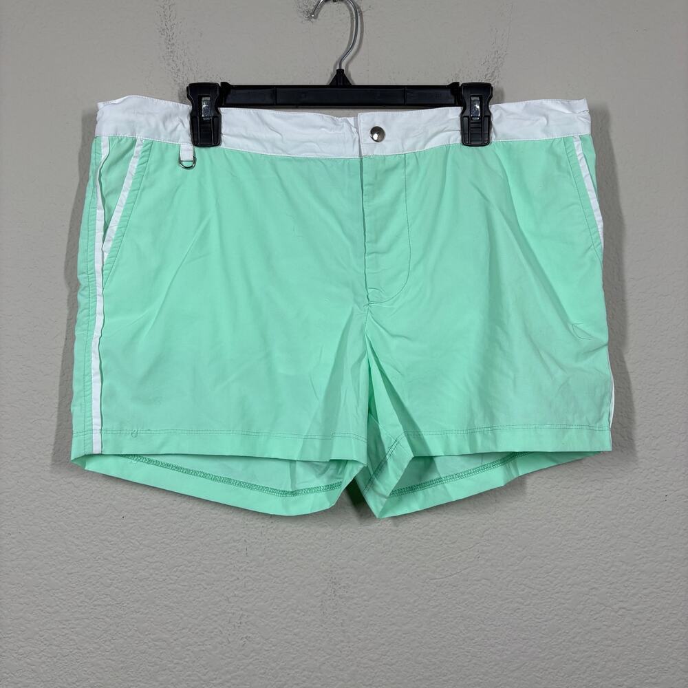 Les Canebiers Mens Size 2XL Ramatuelle Swim Shorts Neon Green White Mesh Lined